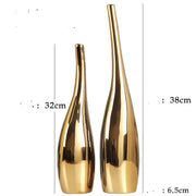 Nordic Gold Plating Ceramic Vases Model Room Home Decor